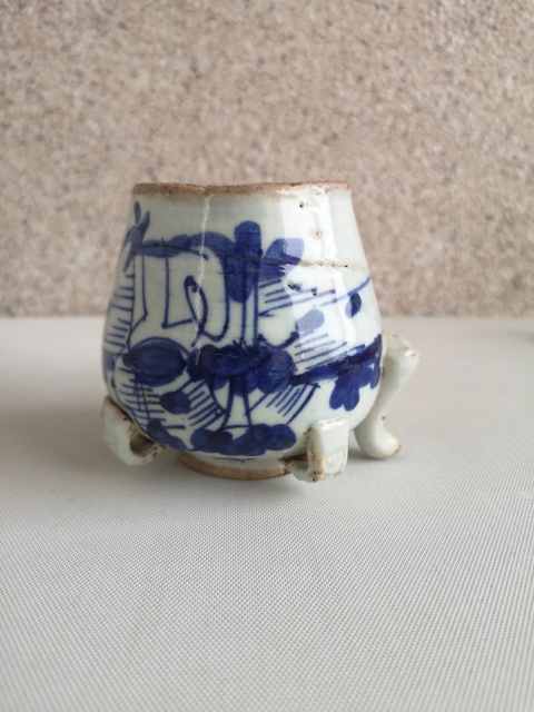古玩陶瓷青花花卉紋四系壺拍賣，當前價格680元