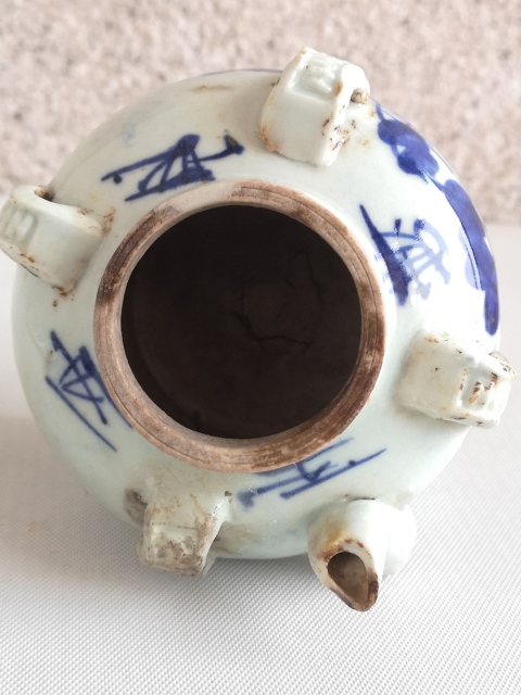 古玩陶瓷青花花卉紋四系壺拍賣，當前價格680元