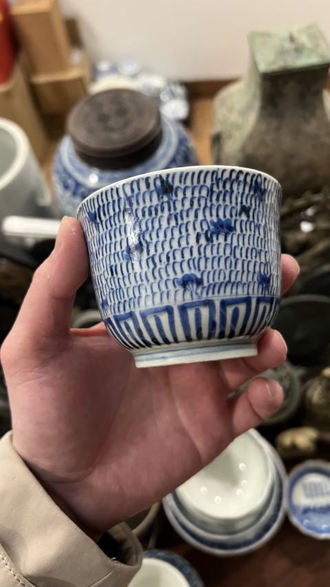 古玩陶瓷清代青花杯拍賣，當前價格399元