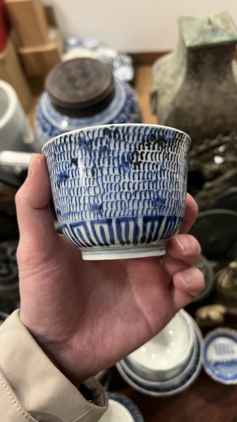 古玩陶瓷清代青花杯拍賣，當前價格399元