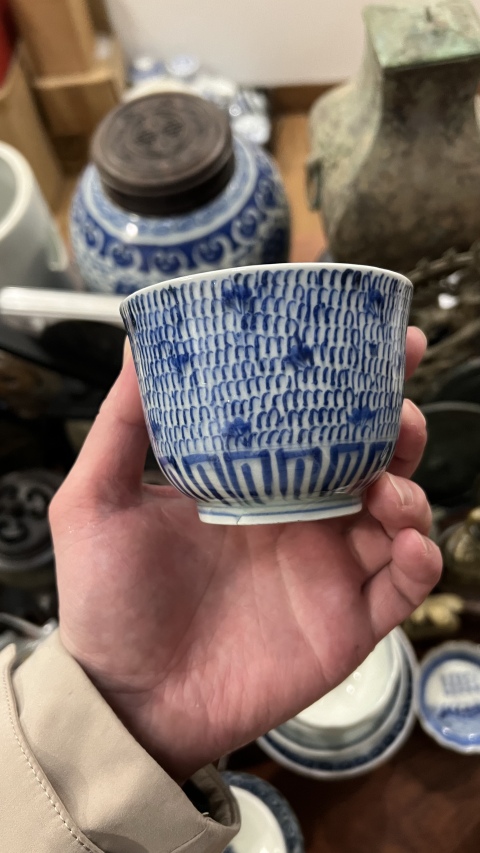 古玩陶瓷清代青花杯拍賣，當前價格399元