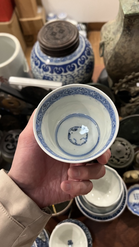 古玩陶瓷清代青花杯拍賣，當前價格399元
