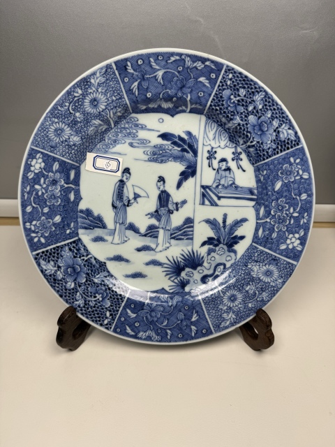 古玩陶瓷康熙·青花西廂記紋折沿盤拍賣，當前價格5000元