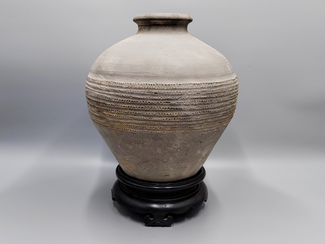 古玩陶瓷館藏級珍品戰漢繩紋大罐【器型碩大】拍賣,當前價格5980元