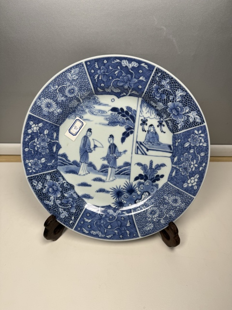 古玩陶瓷康熙·青花西廂記紋折沿盤拍賣，當(dāng)前價(jià)格6500元