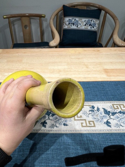 古玩陶瓷晚清黃釉膽瓶拍賣，當前價格6900元