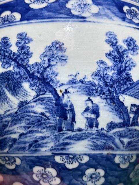 古玩陶瓷雍乾青花披麻皴漁樵耕讀案缸拍賣,當前價格58888元
