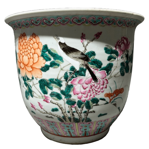 古玩陶瓷花鳥紋粉彩花盆拍賣,當前價格10888元