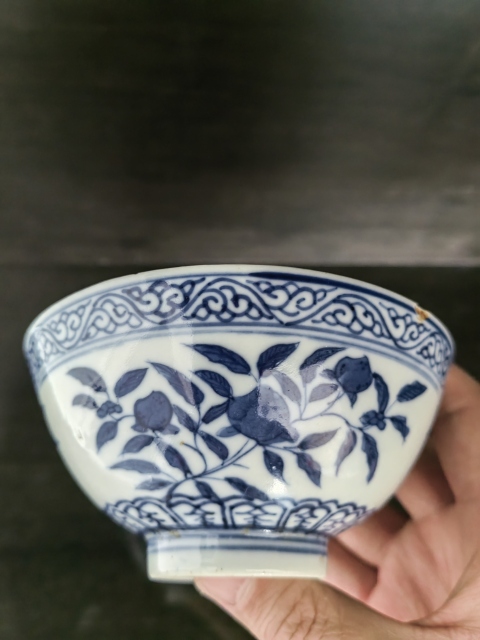 古玩陶瓷官窯 清光緒 青花三果紋碗拍賣,當前價格15800元