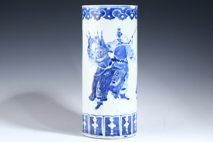 古玩陶瓷清晚期青花四大天王箭筒拍賣，當前價格13888元