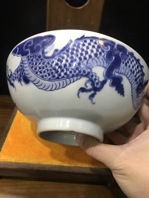 古玩陶瓷(已實物鑒真)清-雍正-過墻龍紋-青花大碗拍賣,當前價格2952元