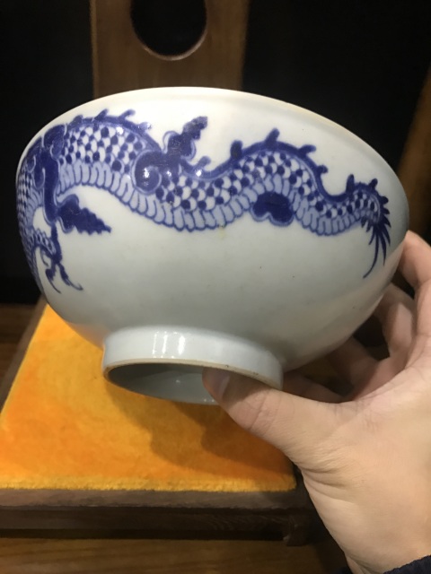 古玩陶瓷(已實物鑒真)清-雍正-過墻龍紋-青花大碗拍賣,當前價格2952元