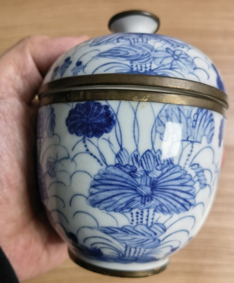 古玩陶瓷荷塘清趣圖青花蓋缸拍賣,當前價格1580元