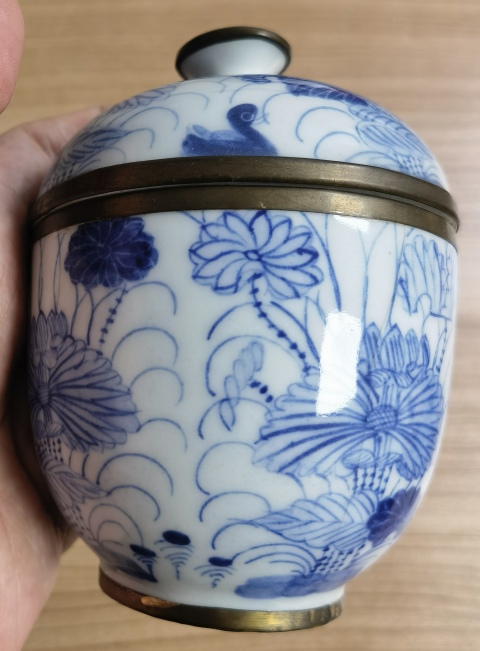 古玩陶瓷荷塘清趣圖青花蓋缸拍賣,當前價格1580元