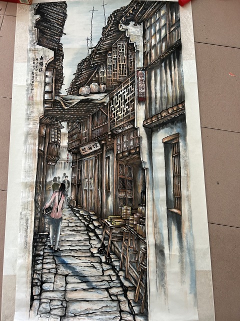 古玩字畫袁彬《古鎮(zhèn)瑤》拍賣，當(dāng)前價格788元