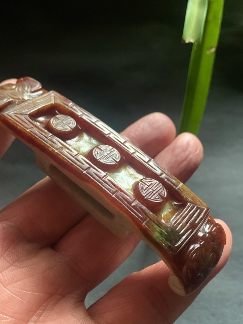 古玩玉器清代官造天然翡翠雕“劍璏”拍賣,當前價格33000元
