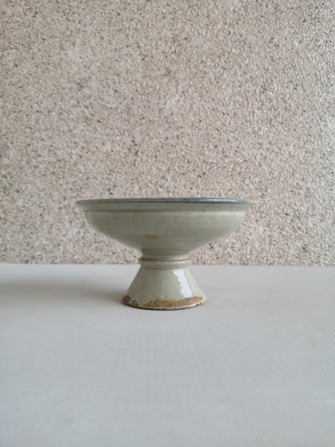 古玩陶瓷青花彩繪花卉紋高足盤拍賣，當前價格298元