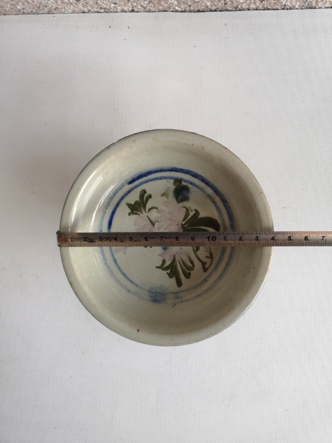 古玩陶瓷青花彩繪花卉紋高足盤拍賣，當前價格298元