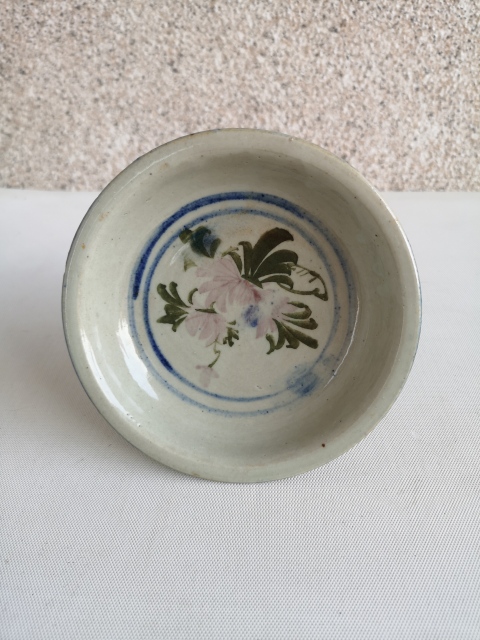 古玩陶瓷青花彩繪花卉紋高足盤拍賣，當前價格298元