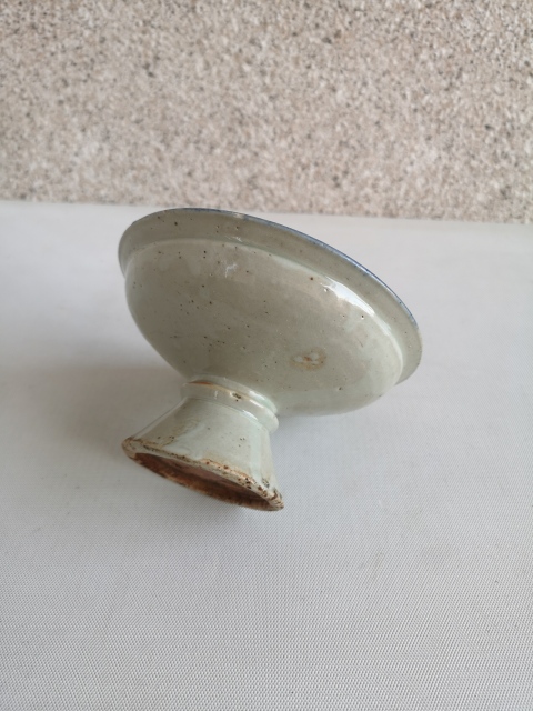 古玩陶瓷青花彩繪花卉紋高足盤拍賣，當前價格298元