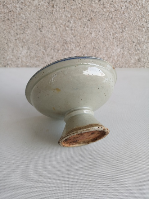 古玩陶瓷青花彩繪花卉紋高足盤拍賣，當前價格298元