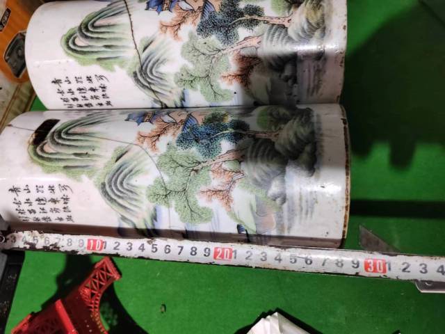 古玩陶瓷民國山水紋帽筒拍賣，當前價格1333元