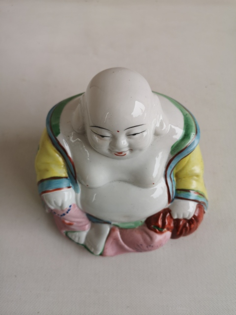 古玩陶瓷粉彩彌勒佛坐像拍賣，當前價格450元