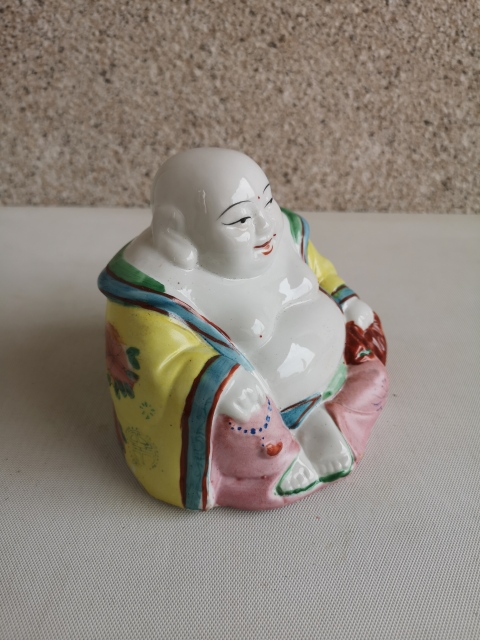 古玩陶瓷粉彩彌勒佛坐像拍賣，當前價格450元