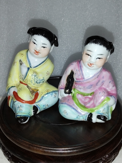 古玩陶瓷粉彩金童玉女人物瓷塑拍賣,當前價格688元