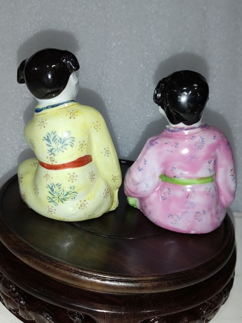 古玩陶瓷粉彩金童玉女人物瓷塑拍賣,當前價格688元