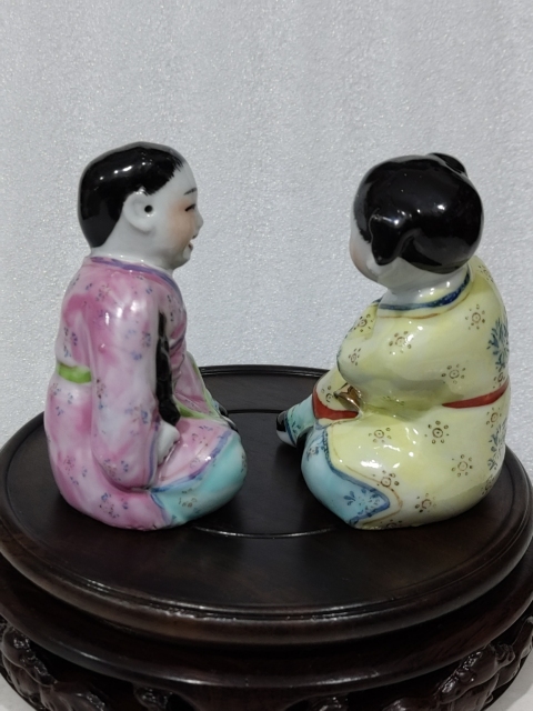 古玩陶瓷粉彩金童玉女人物瓷塑拍賣,當前價格688元