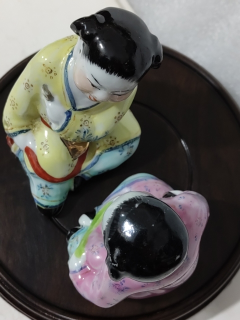 古玩陶瓷粉彩金童玉女人物瓷塑拍賣,當前價格688元