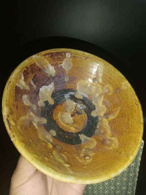 古玩陶瓷吉州窯黃釉窯變斑紋茶盞拍賣，當前價格9986元