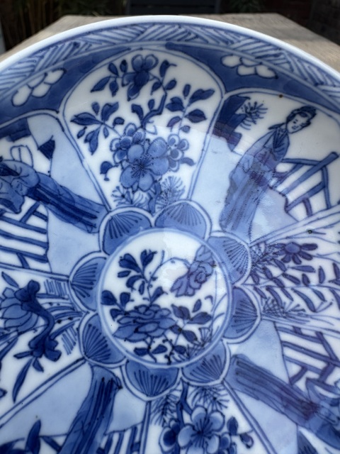 古玩陶瓷康熙青花開窗花卉人物鈴鐺杯碟一套拍賣,當前價格3777元