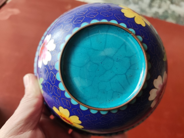 古玩雜項創匯期景泰藍掐絲琺瑯銅碗一對拍賣，當前價格588元