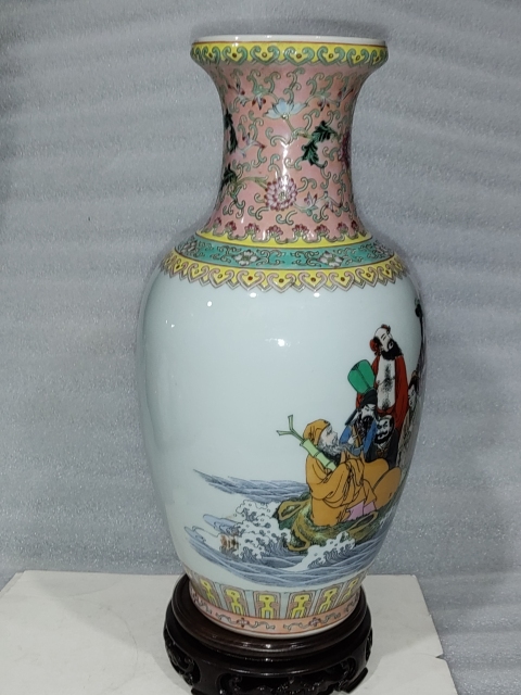 古玩陶瓷粉彩貼花八仙人物紋瓶拍賣，當前價格1888元