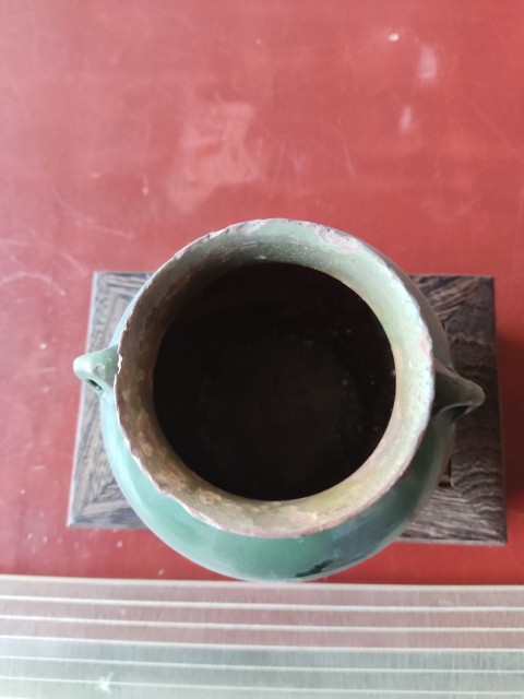 古玩陶瓷清代綠釉雙系罐拍賣,當前價格268元