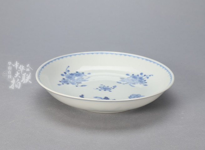 古玩陶瓷清光緒 青花折枝花卉紋盤拍賣，當前價格30000元