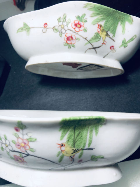 古玩陶瓷民國.花鳥紋彩繪貢盤拍賣，當前價格780元