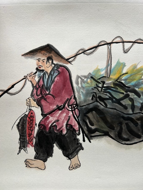 古玩字畫(huà)范智新《魚(yú)獲》拍賣(mài)，當(dāng)前價(jià)格375元