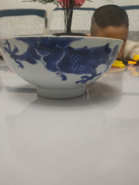 古玩陶瓷青花過墻龍紋碗拍賣，當前價格12000元