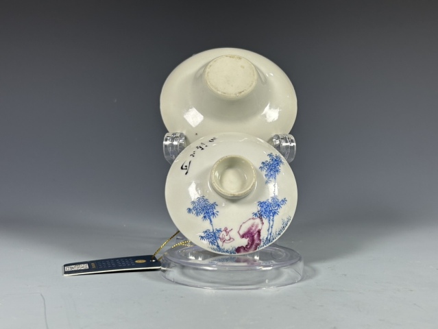 古玩陶瓷民國(guó)?粉彩洞石竹紋蓋碗拍賣(mài)，當(dāng)前價(jià)格2400元