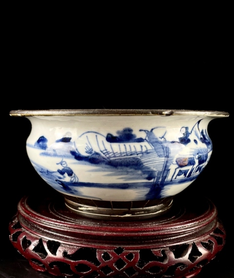 古玩陶瓷青花山水人物紋香爐拍賣(mài),當(dāng)前價(jià)格2698元