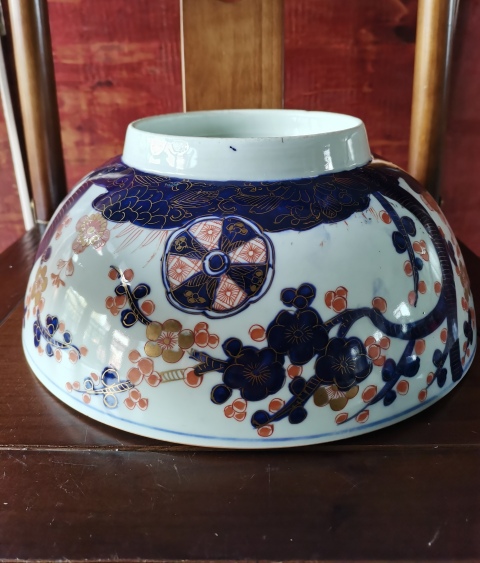 古玩陶瓷【精美大碗】晚清青花加彩喜上眉梢大碗拍賣,當前價格1724元