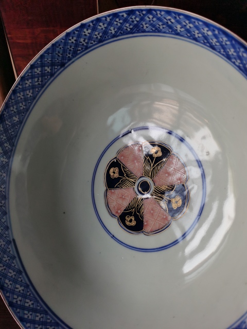 古玩陶瓷【精美大碗】晚清花卉紋青花加彩碗拍賣,當前價格2860元