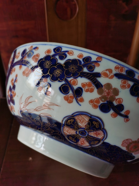 古玩陶瓷【精美大碗】晚清花卉紋青花加彩碗拍賣,當前價格2860元