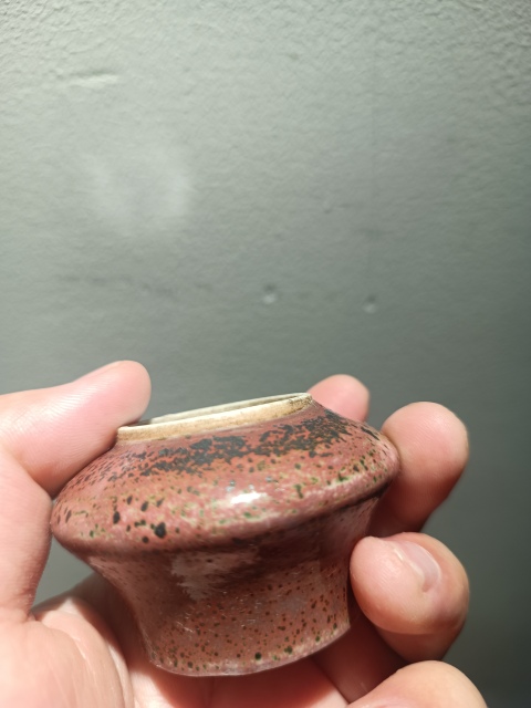 古玩陶瓷清晚期豇豆紅魚簍水盂拍賣，當前價格11800元