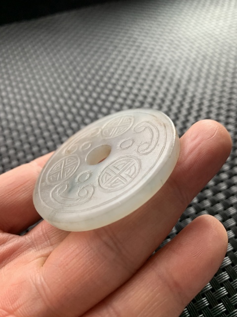 古玩玉器清代翡翠飄花團壽璧拍賣,當前價格5000元