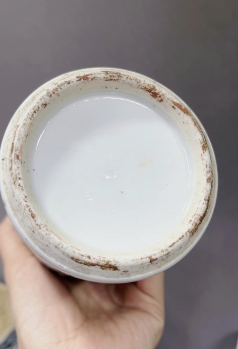 古玩陶瓷零元起拍,全網唯一咸豐綠廣彩大花觚,全品。拍賣,當前價格6000元