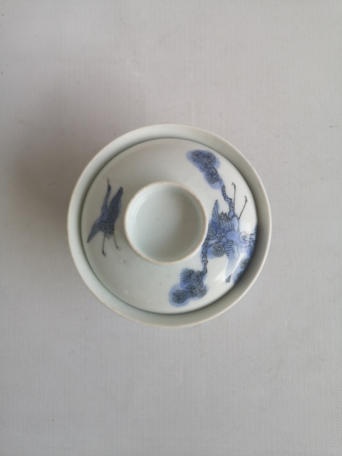 古玩陶瓷松鶴紋蓋碗拍賣，當(dāng)前價格450元